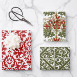 Damask Pattern Green Red White Christmas Geschenkpapier Set<br><div class="desc">Damask Muster Grün Weiß Weihnachten Traditioneller Stil für Ihre festliche Verpackung,  jedes Blatt mit einem anderen Muster.</div>