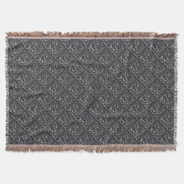 Damask Pattern Schwarzer Hintergrund-23961 Decke (Vorderseite)