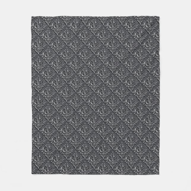 Damask Pattern Schwarzer Hintergrund-23961 Fleecedecke (Vorderseite)