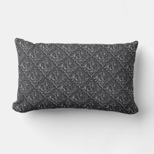 Damask Pattern Schwarzer Hintergrund-23961 Lendenkissen