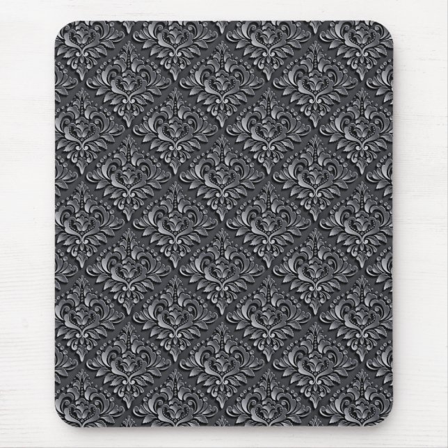 Damask Pattern Schwarzer Hintergrund-23961 Mousepad (Vorne)