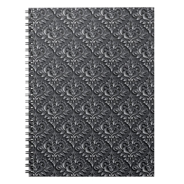 Damask Pattern Schwarzer Hintergrund-23961 Notizblock (Vorderseite)