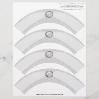 Damask Pearl Ribbon Cupcake Cosie - GRIS D'ARGENT