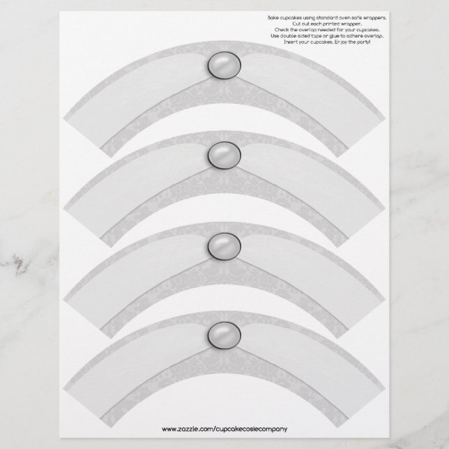 Damask Pearl Ribbon Cupcake Cosie - SILVER GRAY (Vorderseite)