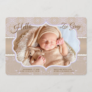 Damask Photo Faire-part de naissance