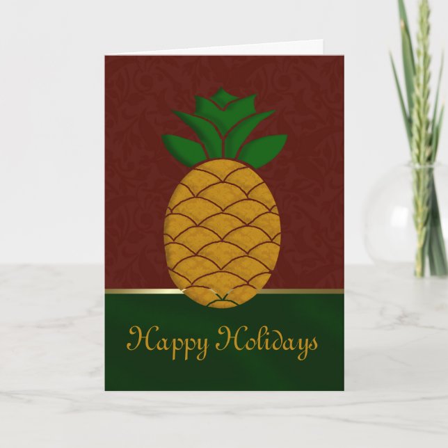 Damask Pineapax Ferienkarte Feiertagskarte (Vorderseite)
