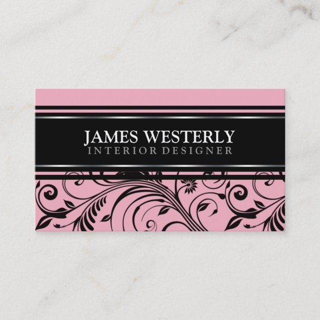 Damask Pink Innenarchitektur Designer Visitenkarte (Vorderseite)