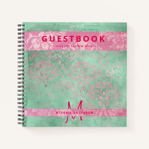 Damask Pink Mint Green Baby Showbook Notizbuch