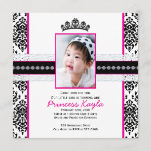 Damask Princess Photo Invitations d'anniversaire 5