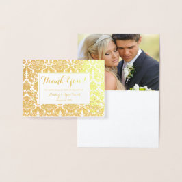 Damask Real Gold Foil Wedding Foto Vielen Dank Folienkarte