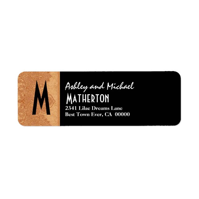 Damask Ribbon Moderne Monogram Gold Black V004 (Vorne)