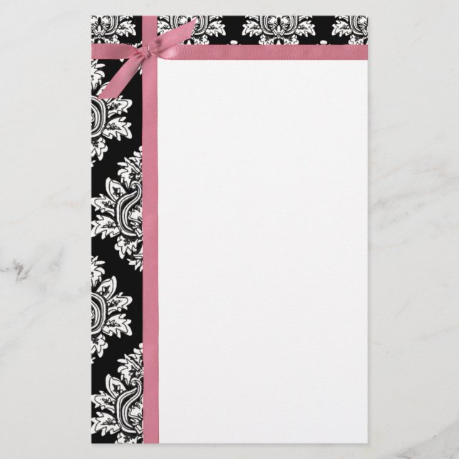 Damask & Ribbon Stationierung Briefpapier (Vorderseite)