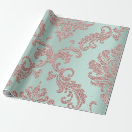 Damask Rose Gold Royal Metallic Glitzer Geschenkpapier