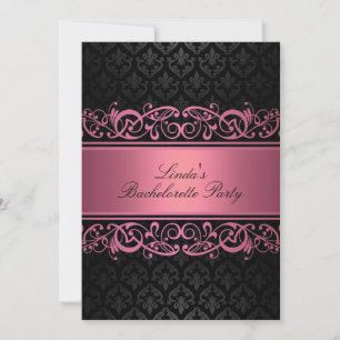 Damask rose Swirl Bachelorette Party Invitation