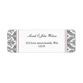 damask rouge, étiquette d'adresse de retour