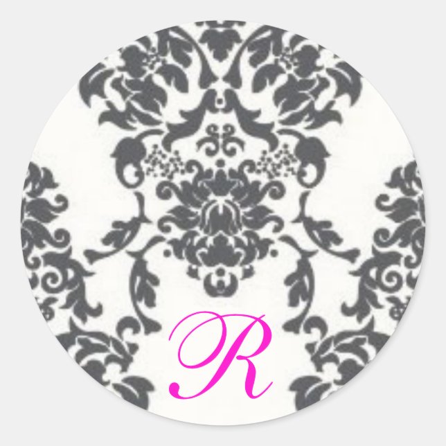 Damask Round Initial Aufkleber (Vorderseite)