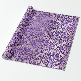 Damask Royal Lila Amethyst Violet Blush Skinny Geschenkpapier