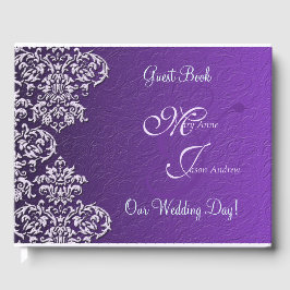 Damask Royal Lila Wedding Guest Book Gästebuch