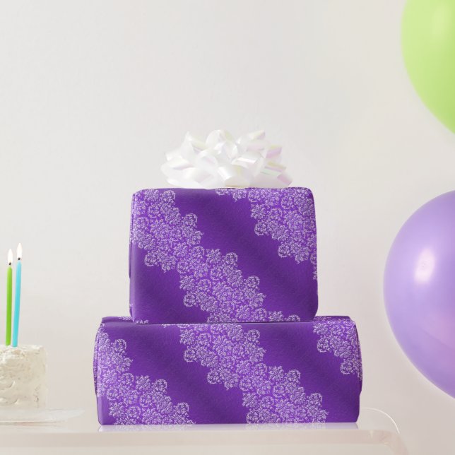 Damask Royal Lila Wedding Paper Geschenkpapier (Partygeschenke)