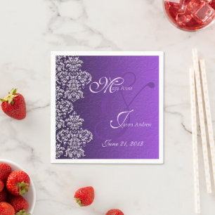 Damask Royal Lila Wedding Paper Napkins Serviette