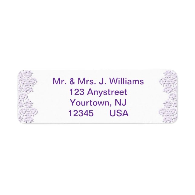 Damask Royal Lila Wedding Return Address Label (Vorne)