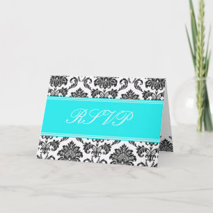 Damask RSVP-Karte Einladung