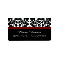 Damask Rücksendeadressen-Aufkleber Merlot Wine Red