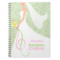 Damask Sage Green Bridal Wedding Journal Planner