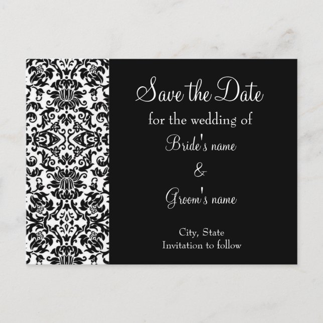Damask Save the Date Ankündigungspostkarte (Vorderseite)