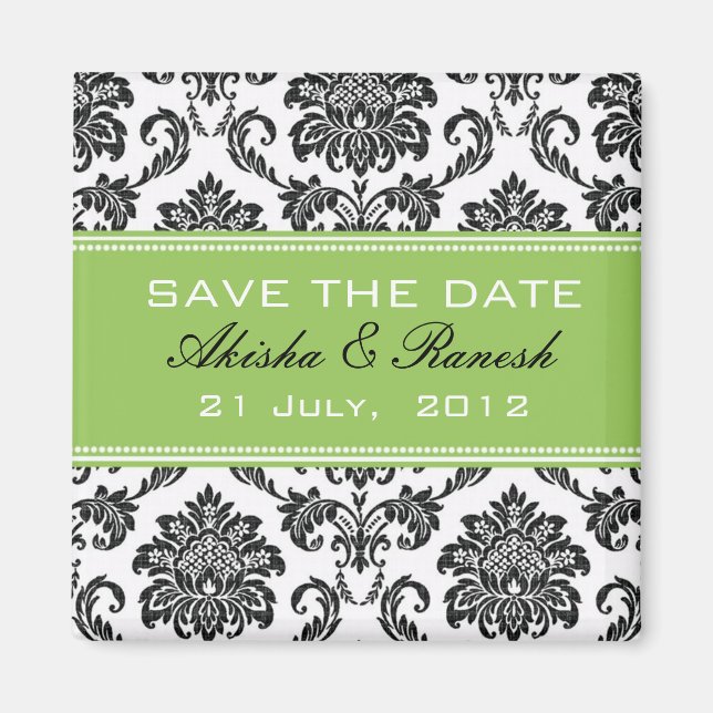 Damask Save the Date Hochzeitskündigung Magnet (Vorne)