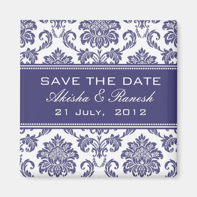 Damask Save the Date Hochzeitskündigung Magnet (Vorne)