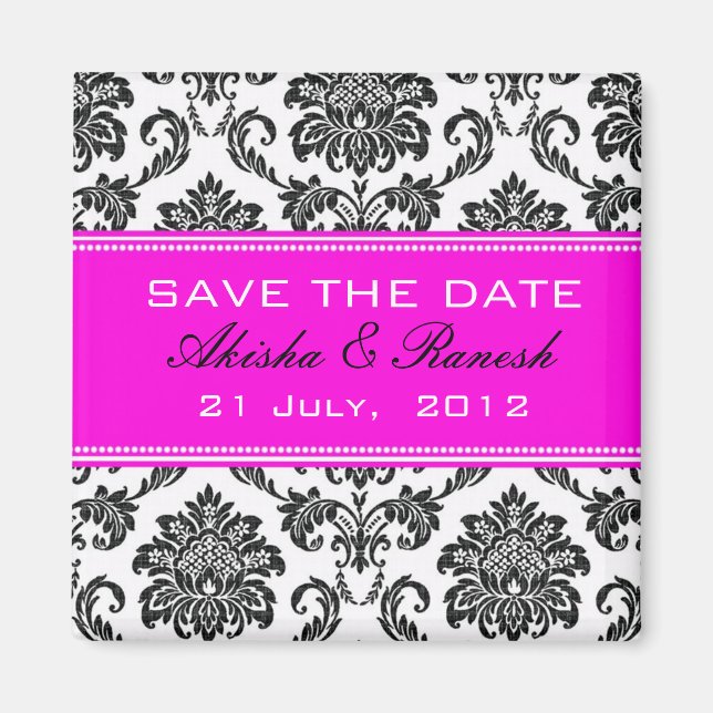Damask Save the Date Hochzeitskündigung Magnet (Vorne)