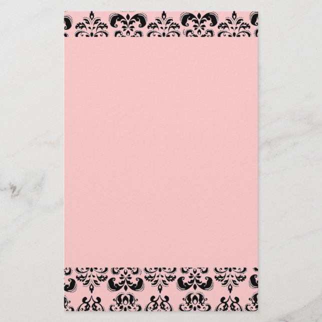 DAMASK, schwarz und rosa Briefpapier (Vorderseite)