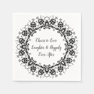 Damask Schwarz-Weiß-Hochzeitspapier Napkin Serviette
