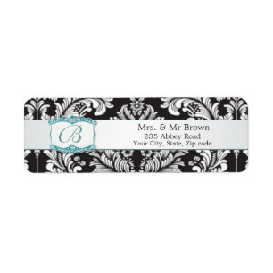 Damask Schwarz-weiß Monogram B Wedding Avery