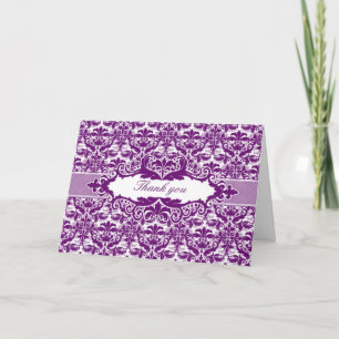 Damask & Scroll Frame Dankeschön-Karte (Plum) Dankeskarte