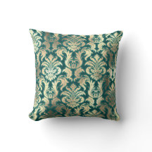 Damask Sepia Gold Lux Metallischer Aquamariner Vel