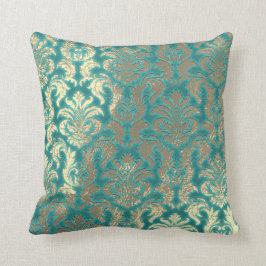 Damask Sepia Gold Metallic Minze Blu Velvet Effekt Kissen