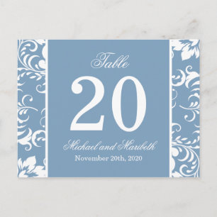 Damask Sides Tischnummern (blau grau / weiß)