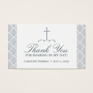 Damask Silver Grau mit Cross FAVOR CARD