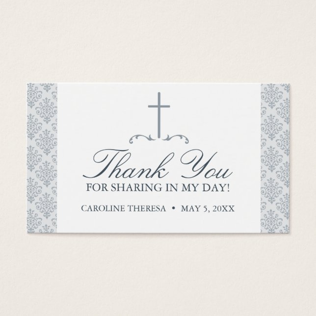 Damask Silver Grey avec Cross FAVOR CARTE (Devant)