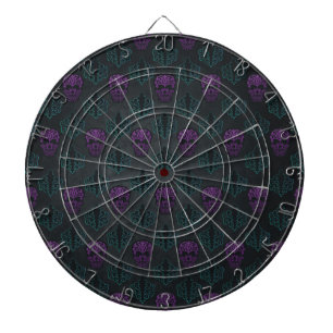 DAMASK SKULL AQUAMARIN LILA DARTSCHEIBE