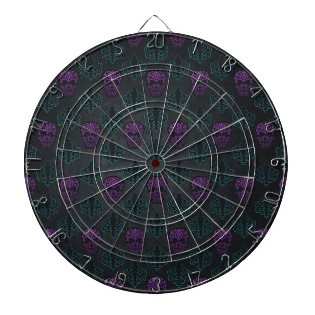 DAMASK SKULL AQUAMARIN LILA DARTSCHEIBE (vorne)