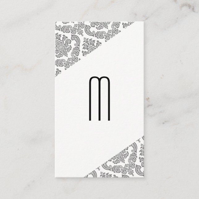 Damask Slanted Modern Monogram Visitenkarte (Vorderseite)