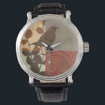 Damask Sparrow Armbanduhr<br><div class="desc">Dieser zeitgenössische Kunstdruck eines braunen Spatzen und andere in Collage inspiriert Details verleihen jedem Wohn- oder Esszimmer Charakter. Das Bild enthält ein rotes und braunes Farbmotiv. Holen Sie sich diesen schönen und einzigartigen Kunstdruck des Künstlers Norman Wyatt heute.</div>