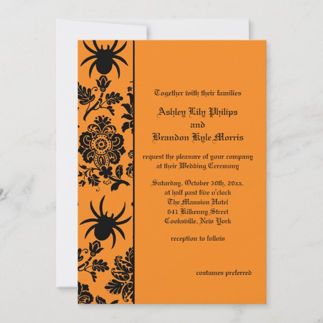Damask Spider Hochzeitseinladung Einladung (Vorderseite)