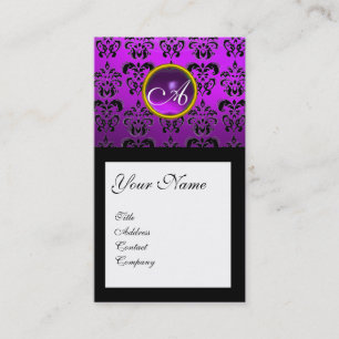 DAMASK SQUARE MONOGRAM, lila, violetter Amethyste Visitenkarte