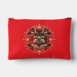 Damask Style in Rot, Gold und Schwarz Zubehörtasche