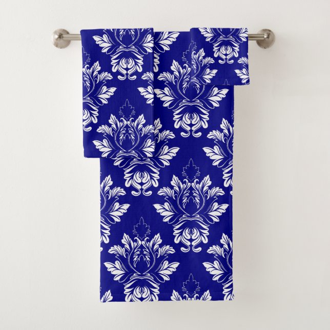 Damask style Navy und Weiß Badhandtuch Set (Insitu)