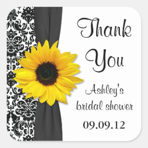 Damask Sunflower Wedding Brautparty Vielen Dank Quadratischer Aufkleber
